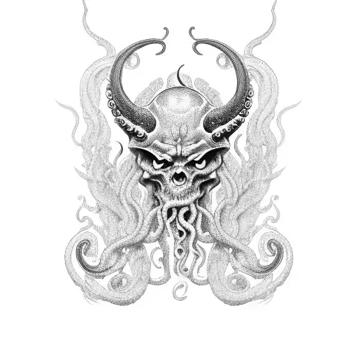 demon with tentacles tattoo design idea
