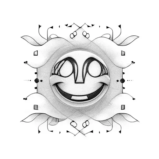 smiley face line art simple design grayscale  tattoo design idea