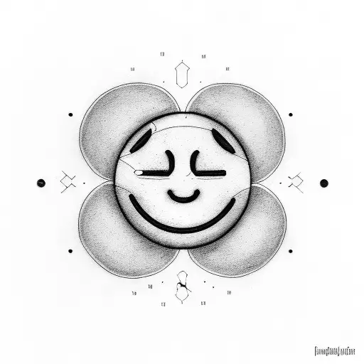 smiley face line art simple design grayscale  tattoo design idea