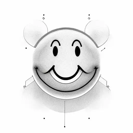 smiley face line art simple design grayscale  tattoo design idea