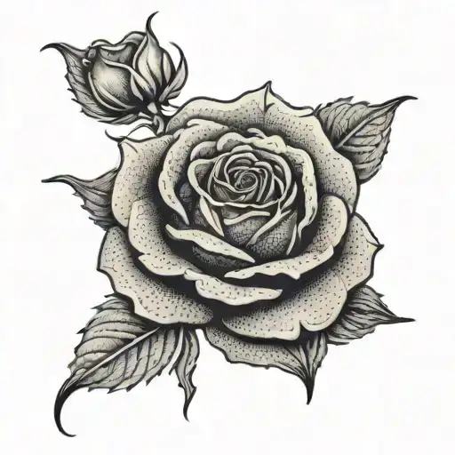 beauty and the beast rose tattoo design idea