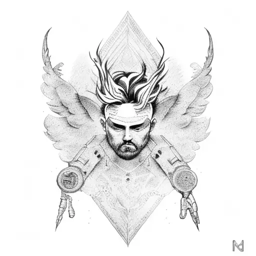 icarus on back tattoo design idea