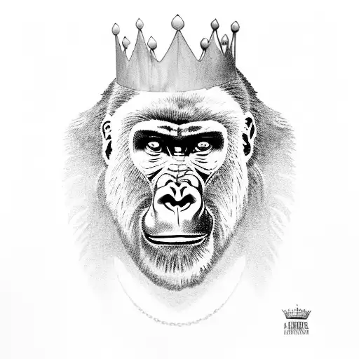 Gorilla king eat.1977 gold jewelry beast crown strong animal ghetto jungle mean tattoo design idea