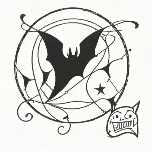 Symbol along with bat tattoo design idea