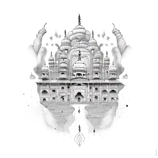 A paint palette with Punjab-inspired patterns tattoo design idea