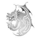 A dragon holding a paintbrush in its claws tattoo design idea