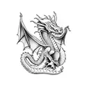 A dragon holding a paintbrush in its claws tattoo design idea