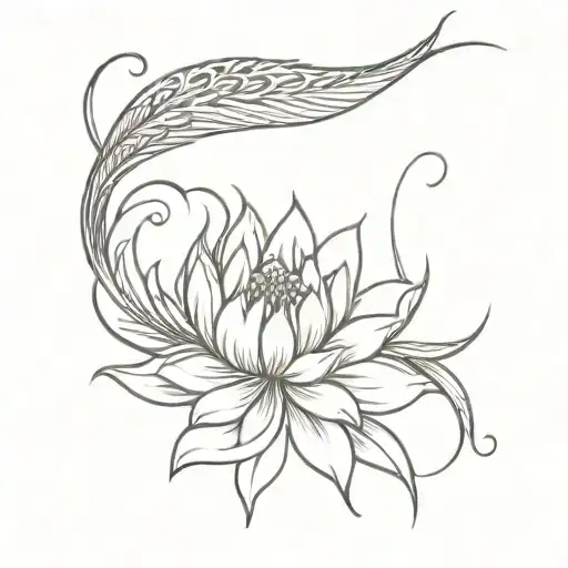 peacock feather koi fish Chrysanthemum  tattoo design idea