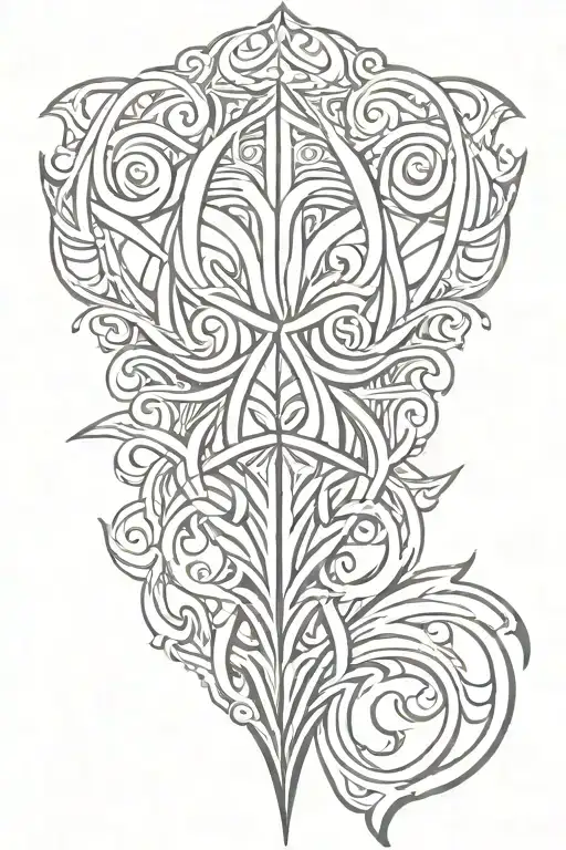 sharp symmetrical ornament with lines on the neck tattoo tattoo design idea