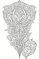 sharp symmetrical ornament with lines on the neck tattoo tattoo design idea