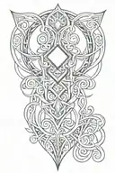 sharp symmetrical ornament with lines on the neck tattoo tattoo design idea