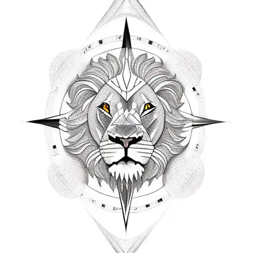 lion compass success  tattoo design idea