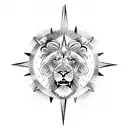 lion compass success  tattoo design idea