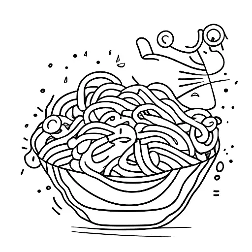 tomato pasta in a Bowl seen from the side tattoo design idea
