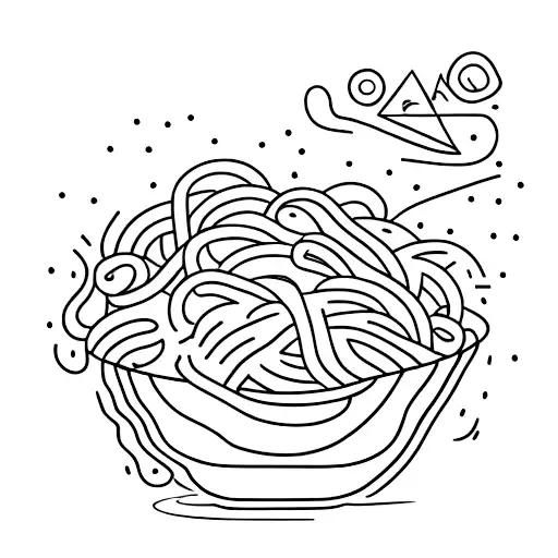 tomato pasta in a Bowl seen from the side tattoo design idea