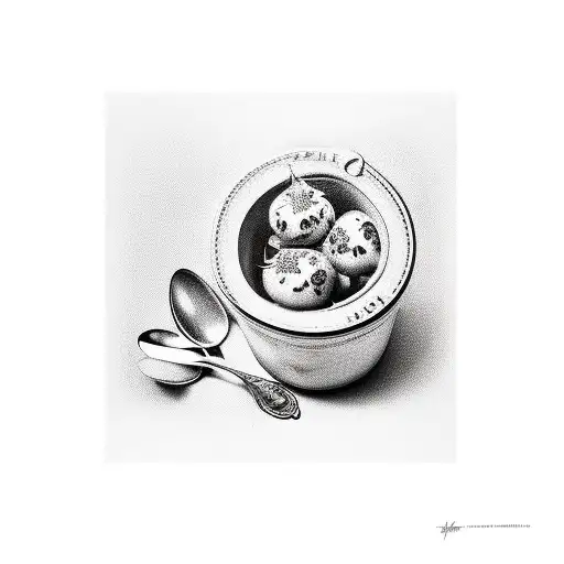 tomato pasta in a Bowl seen from the side tattoo design idea