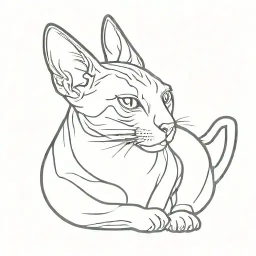 fat sphynx cat cute tattoo design idea