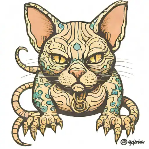 fat sphynx cat  tattoo design idea