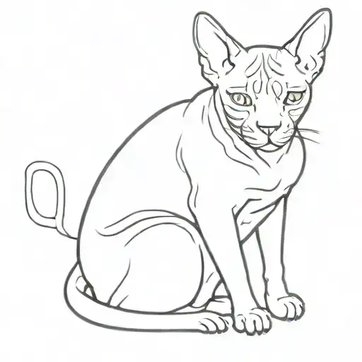 fat sphynx cat sitting tattoo design idea