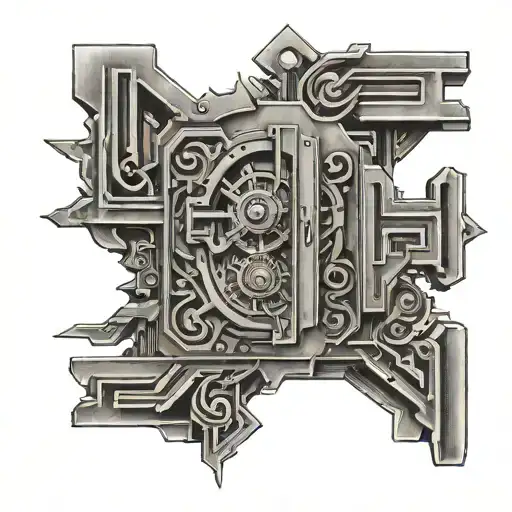 generate a locker as the big bank vault the letters of ü, n, b, a, d, z, c, e, r, m, i, t, v, k, ş, g.  tattoo design idea