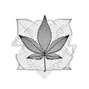 A marijuana leaf composed of various travel landmarks tattoo design idea