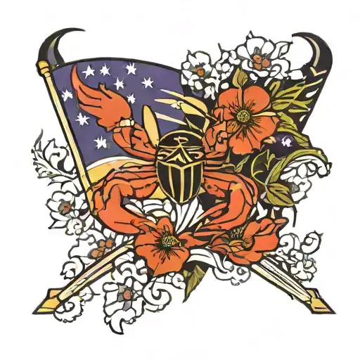 baltimore ravens flowers flag and crabs tattoo design idea