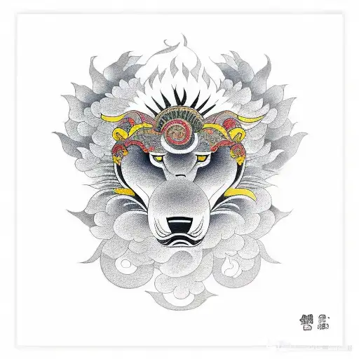 sol e um lobo tattoo design idea