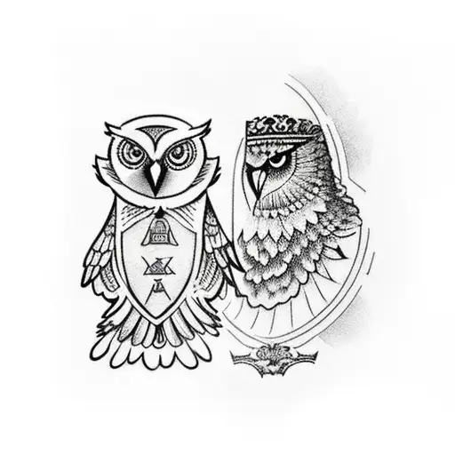 Greek goddess Athena and her owl for a half sleeve on a man's shoulder/arm tattoo design idea