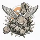 “Imagine a tattoo where a solid, rugged rock sits as the foundation, its weather  tattoo design idea