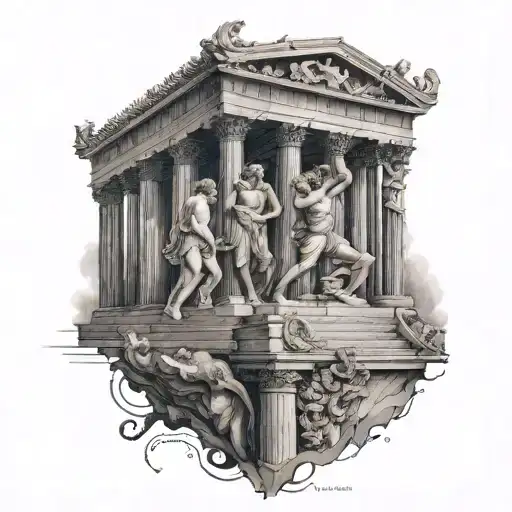 Greek gods ,architecture,myth  tattoo design idea