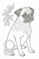 paw dog (pug) with dates 15/07/2015 03/06/2021 tattoo design idea