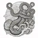 Japanese-style waves with an octopus intertwined within tattoo design idea