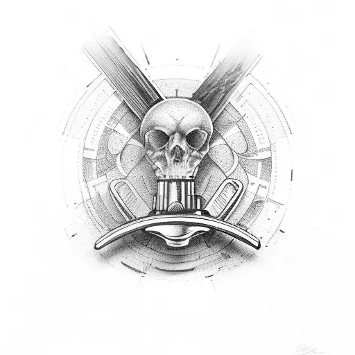 scalpel with dumbbell  tattoo design idea