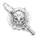 scalpel with dumbbell  tattoo design idea