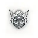 Athena, Owl below her, with a Full Moon o tattoo design idea