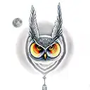 Athena, Owl below her, with a Full Moon o tattoo design idea