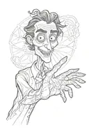 victor from corpse bride gesturing rock on hand gesture tattoo design idea