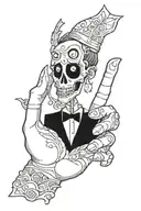 victor from corpse bride rock hand gesture tattoo design idea