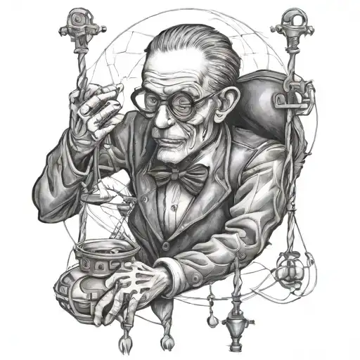 intellectual puppet master using strings to manipulate people  tattoo design idea