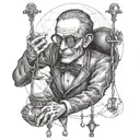 intellectual puppet master using strings to manipulate people  tattoo design idea