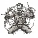 intellectual puppet master using strings to manipulate people  tattoo design idea