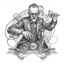 intellectual puppet master using strings to manipulate people  tattoo design idea