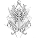 trident with flames and dagger at bottom tattoo design idea