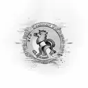 An abstract design combining coffee beans, Ford Mustang logo, and Bundaberg rum label elements for a unique tattoo tattoo design idea