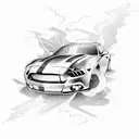Integrate a lightning bolt motif into a Ford mustang hood design tattoo design idea