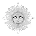 sun thick line tattoo design idea