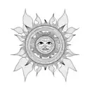 sun thick line tattoo design idea