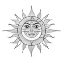 sun thick line tattoo design idea