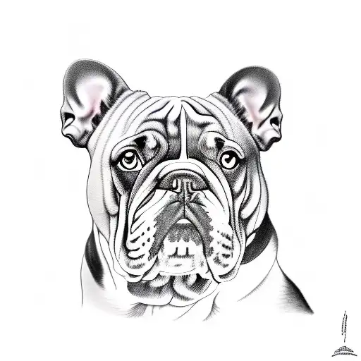 french bull dog white and black tattoo design idea