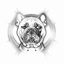 french bull dog white and black tattoo design idea
